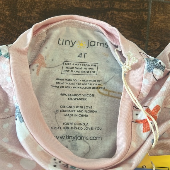 Tiny Jams Pink Snowman Bamboo Long Sleeve 2 Piece Pajama Set NWT - Picture 6 of 10